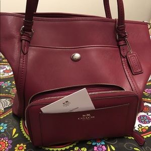 Authentic fuchsia coach tote & coach wallet